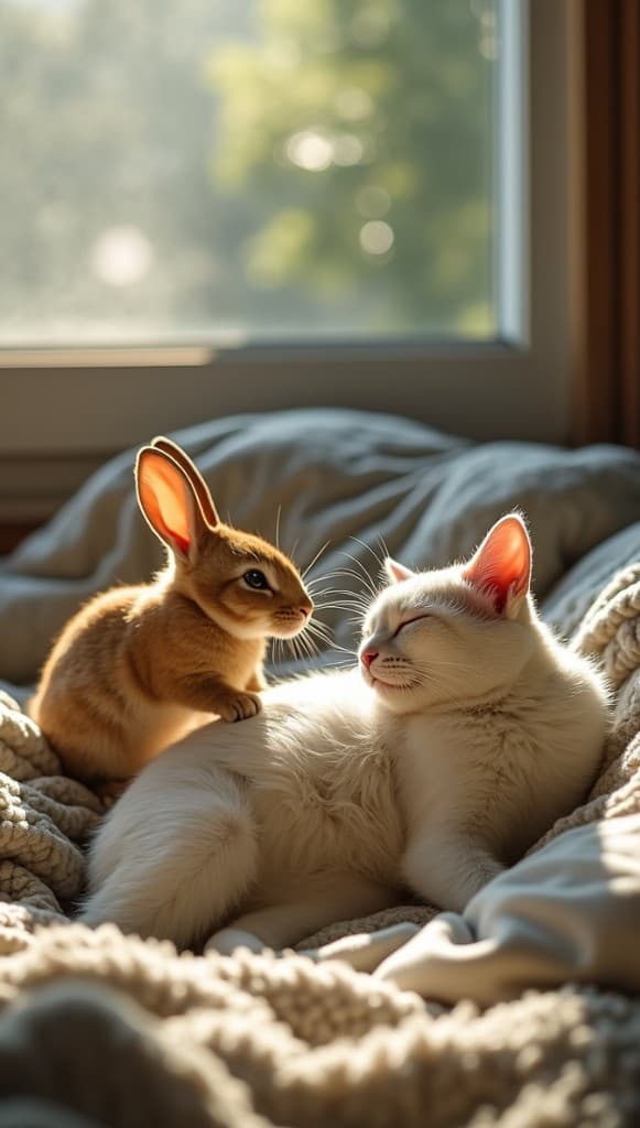 The Golden Rabbit's Sunny Secret: How AI Brought This Cozy Scene to Life #digenai #FreeAIVideoGenerator