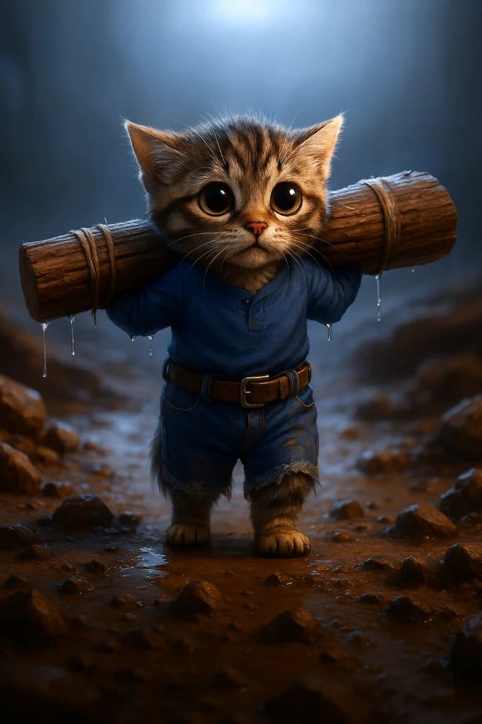 How Did a Tiny Kitten Move That Giant Log? Discover the Magic of AI Video Creation! #digen ai# #Free AI Video Generator#