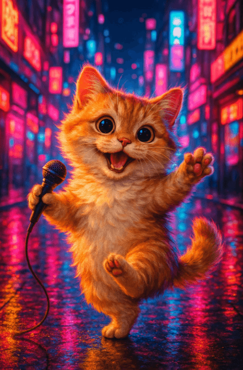 Neon Alley’s Kitten Star Shines Bright – Create Your Own Magic with AI! #digen ai# #FreeAIVideoGenerator#