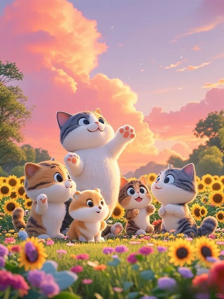 Sunflower Serenade: How AI Brought These Kitten Friends to Life #digenai #FreeAIVideoGenerator