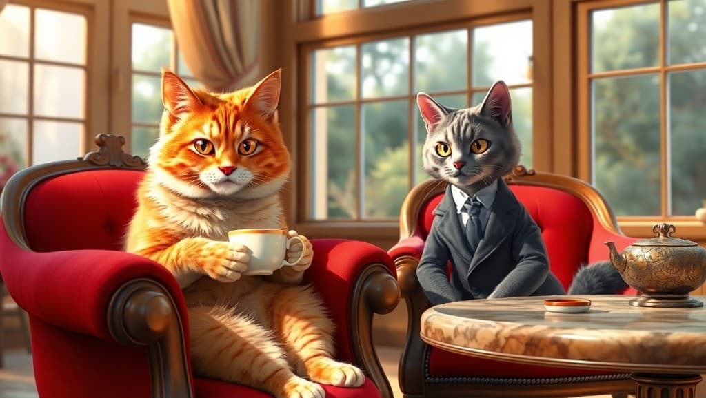 How Two Cats Revolutionized Tea Time with AI Video Magic? #digen ai# #Free AI Video Generator#