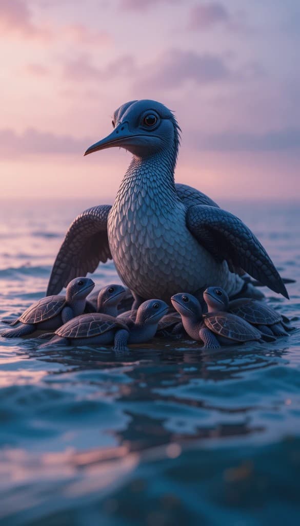When a Guardian Bird Met Tiny Turtles: How AI Brought This Oceanic Bond to Life #digen ai# #FreeAI Video Generator#