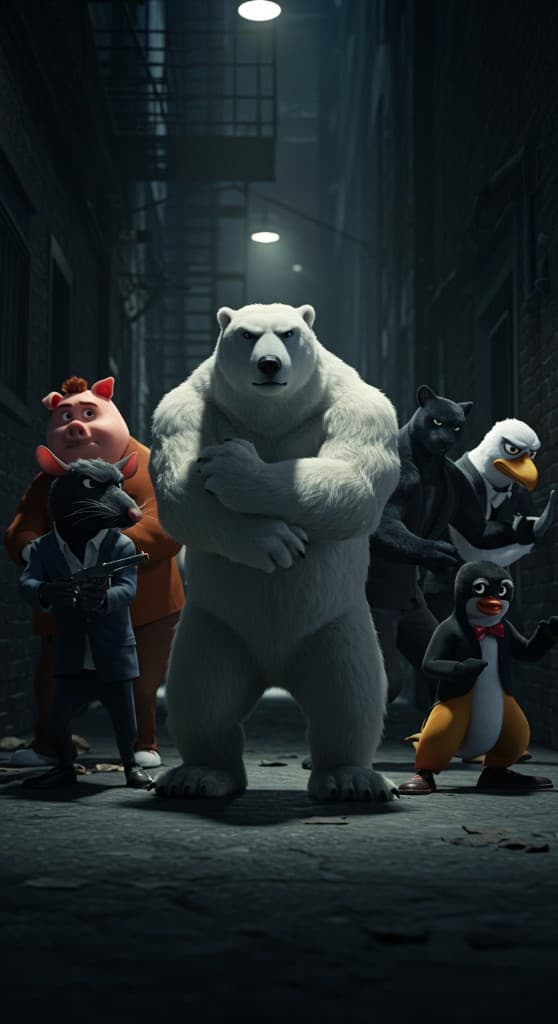 The Night the Polar Bear Led an Unlikely Crew: How AI Brought This Animated Heist to Life #digen ai# #FreeAIVideoGenerator#