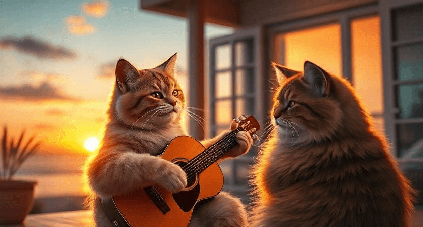 How Two Cats Became Sunset Serenaders with AI Video Magic #digen ai# #Free AI Video Generator#