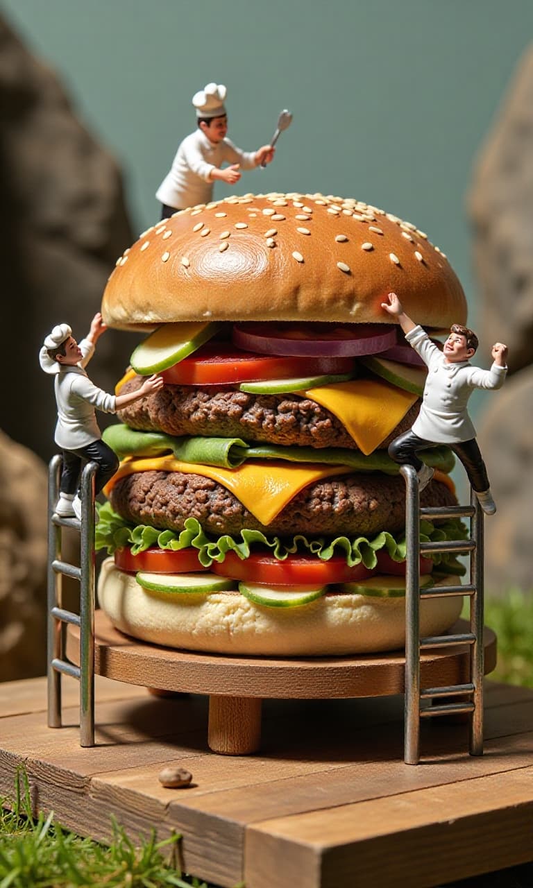 Miniature Chefs & Giant Burgers: How AI Lets You Cook Up Viral Video Magic #digenai #FreeAIVideoGenerator