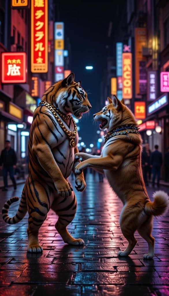 How Two Streetwise Animals Harnessed AI to Turn Their Neon Alley Rivalry into Viral Magic #digen ai# #Free AI Video Generator#