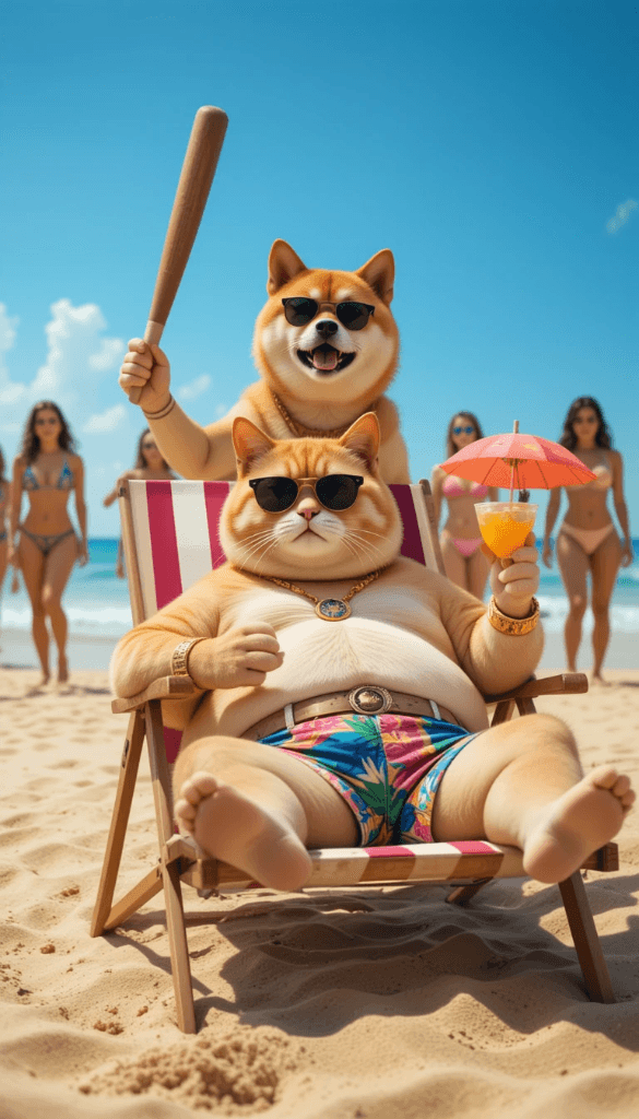 How to Create a Luxe Beach Cat & Shiba Inu Video with AI? #digen ai# #Free AI Video Generator#