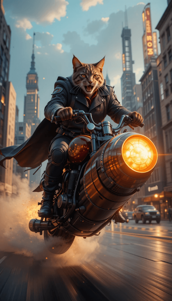 The Night the Cat Knight Ruled the Neon Streets #digen ai# #Free AI Video Generator#