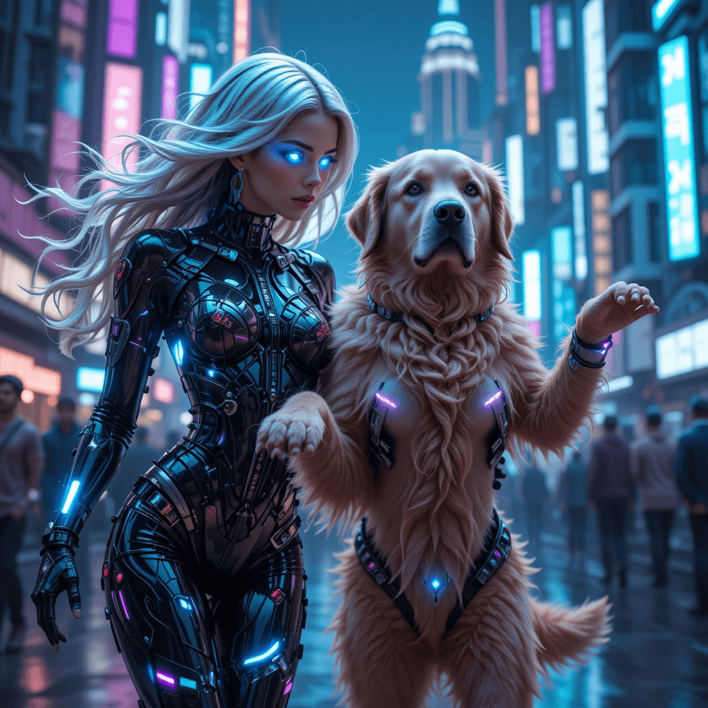 Neon Dreams & Cybernetic Companions: How AI Brought This Futuristic Vision To Life #digen ai# #FreeAIVideoGenerator