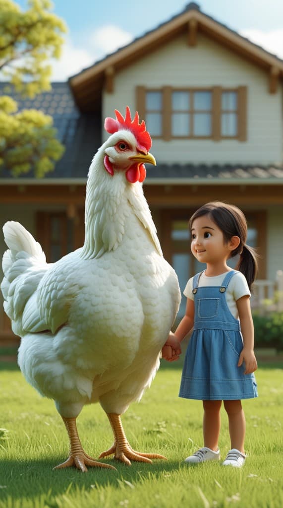 How a Girl’s Magical Friendship with a Giant Chicken Went Viral – Made Possible by AI! #digen ai# #Free AI Video Generator#