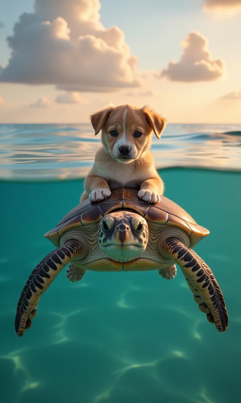 How Did a Puppy Ride a Sea Turtle? Discover the Magic of AI Video Creation #digen ai# #FreeAIVideoGenerator#