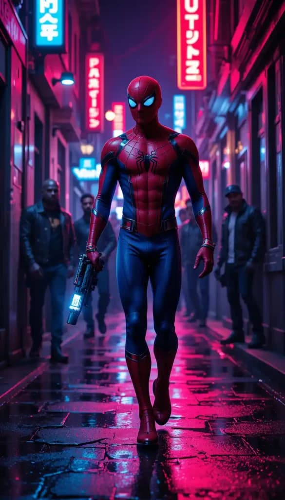 From Rainy Alleys To Heroic Feats: How This Free AI Tool Made Spider-Man’s Neon Showdown Possible – And How You Can Create Yours! #digen ...