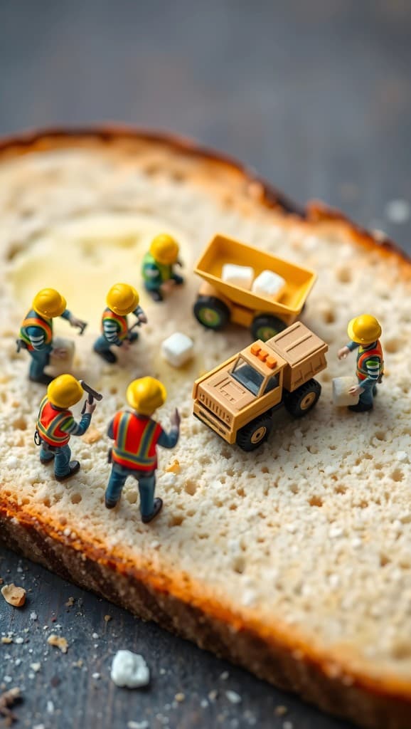 Tiny Engineers Meet Big Dreams: How AI Brings Bread Construction to Life #digenai #FreeAIVideoGenerator