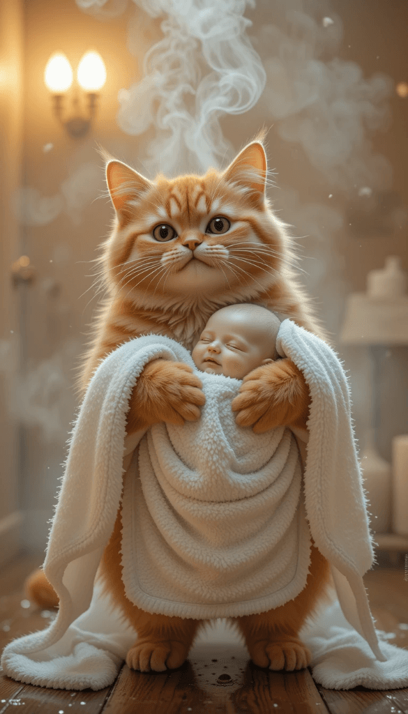 The Cozy Bathroom Surprise: How AI Brought a Cat’s Gentle Care to Life #digen ai #FreeAIVideoGenerator