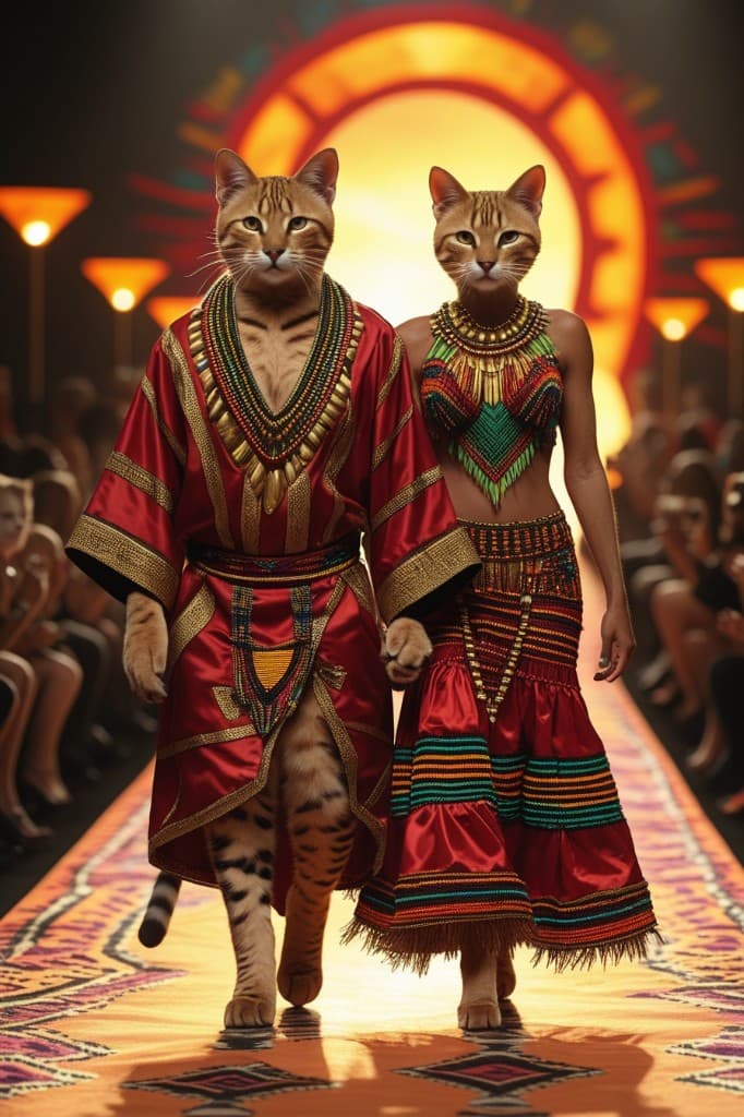 How Two Stylish Cats Stole the Runway with AI Fashion Magic #digen ai# #Free AI Video Generator#