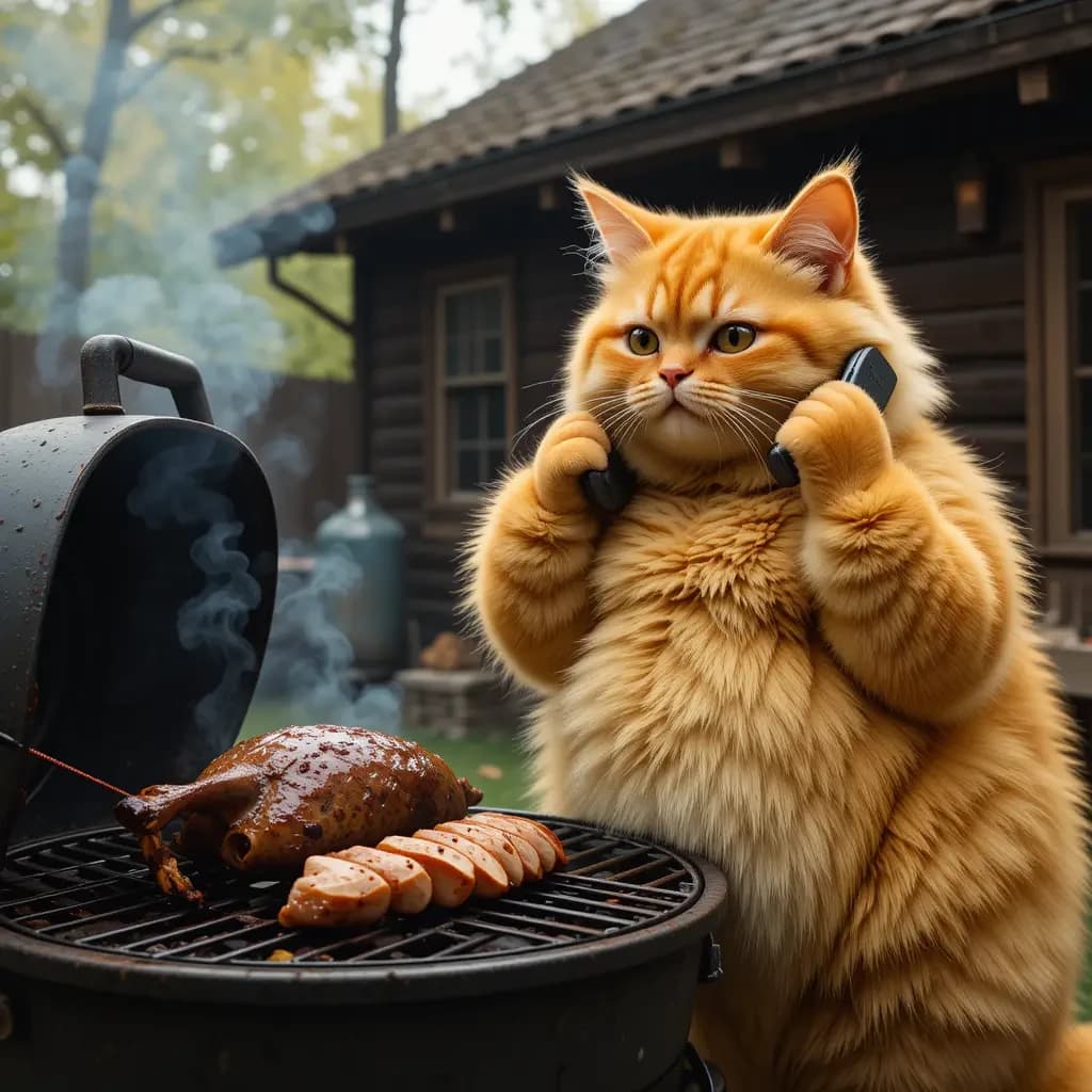How This Talking Cat Chef Mastered BBQ with AI Video Magic #digen ai# #FreeAIVideoGenerator#
