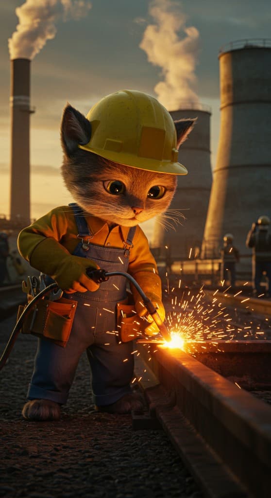 How a Welding Cat Built the Future with AI Video Magic (No Hard Hat Required!) #digenai #FreeAIVideoGenerator