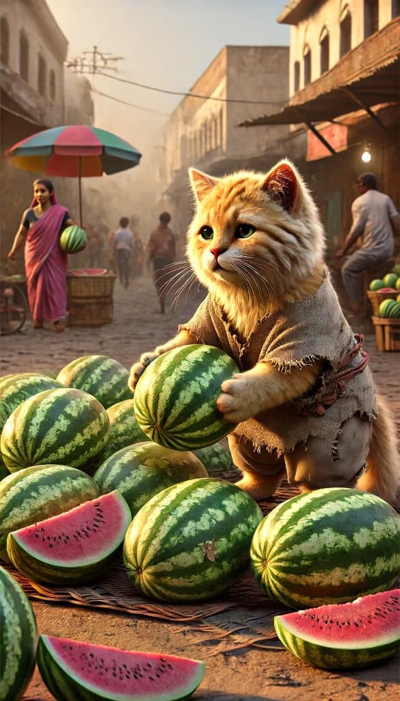 How a Curious Cat Became a Watermelon Vendor’s Star – And How You Can Make Your Own Magic! #digenai #FreeAIVideoGenerator