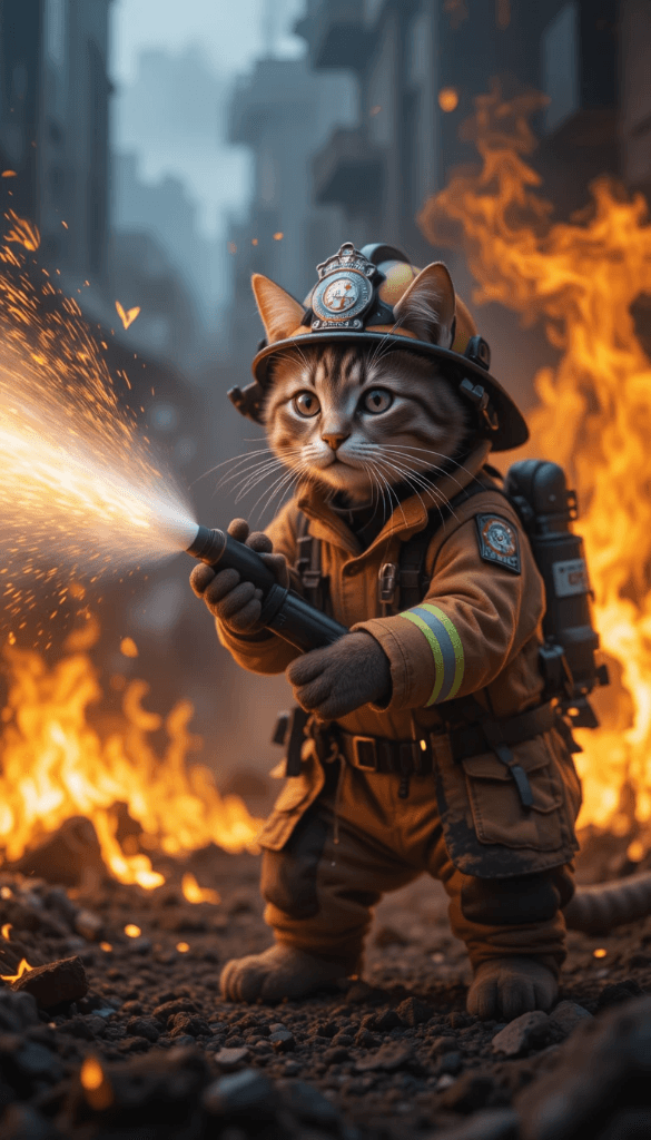 How AI Brought Our Feline Firefighter Hero to Life #digen ai #FreeAIVideoGenerator