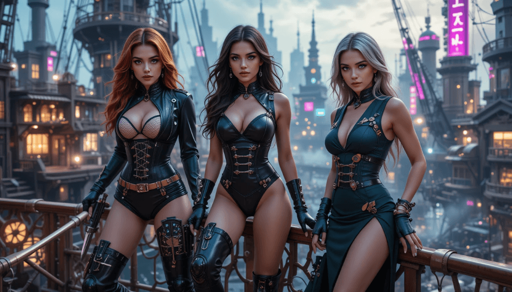 Steampunk Sisters Take Over the City: How AI Made This Epic Scene Possible #digen ai #FreeAI
