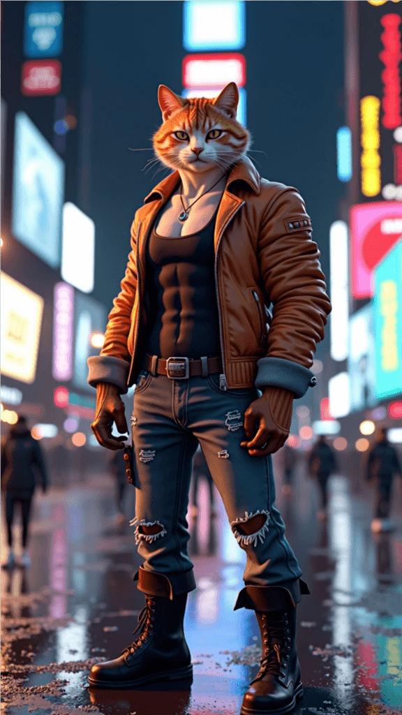 Unlocking Urban Legends: How AI Brought the Neon Cat Warrior to Life #digen ai #FreeAI