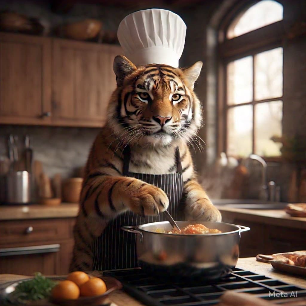 How a Tiger Chef is Revolutionizing Kitchen Creativity with AI Video Tech #digen #FreeAIVideoGenerator