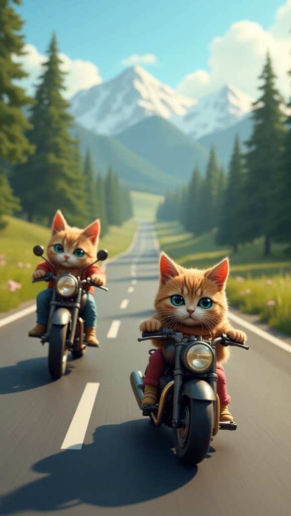 Kitten Motorcyclists & Mountain Adventures: How AI Makes Your wildest Ideas Come Alive #digenai #FreeAIVideoGenerator