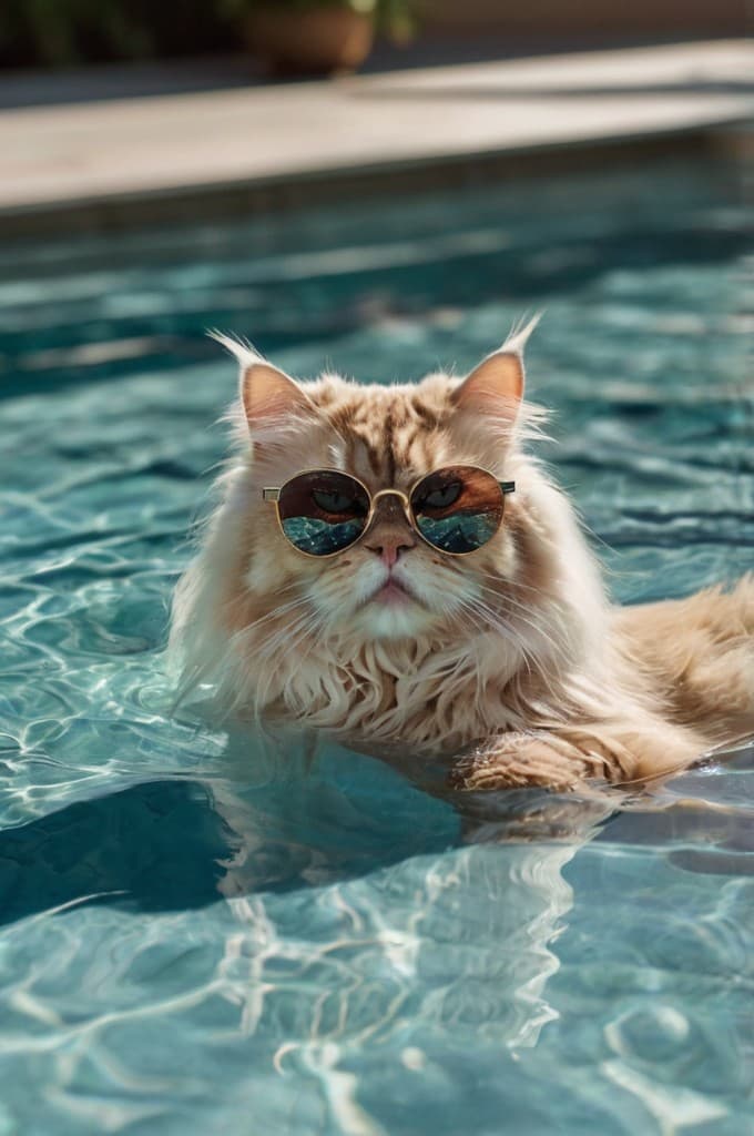 How This Cool Cat Became a Poolside Star—And How You Can Too! #digenai #FreeAIVideoGenerator