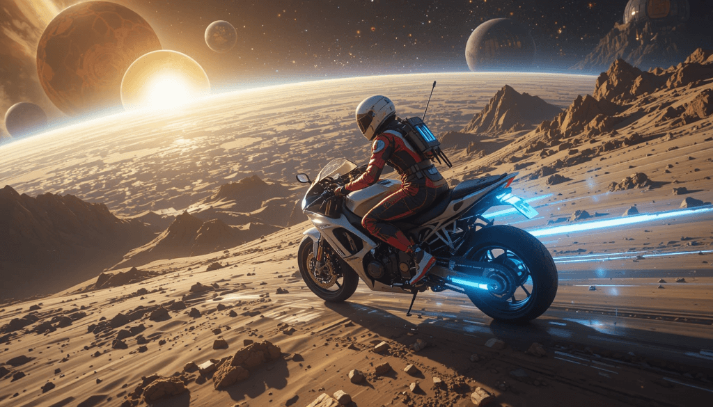 Riding Through Cosmic Skies: How AI Turned This Futuristic Motorcycle Dream into Reality #digen ai #FreeAIVideoGenerator