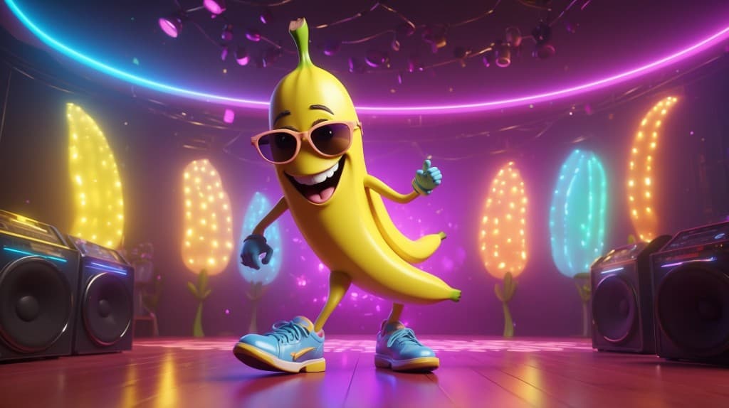 How AI Turned Bongo the Banana into a Neon Nightclub Star? #digen ai# #FreeAIVideoGenerator