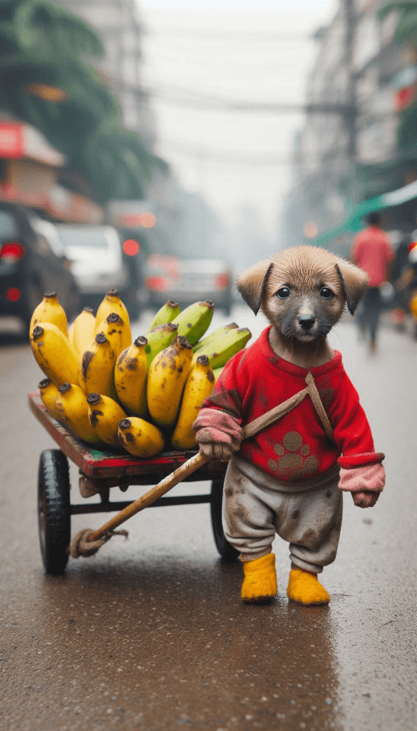 A Pup’s Banana Cart Adventure: How AI Made This Story Come Alive #digen ai# #Free AI Video Generator#