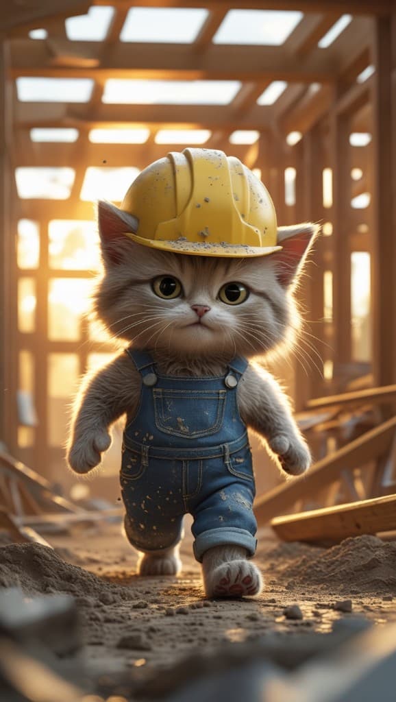 How a Tiny Construction Cat Became an AI Video Sensation! #digen ai #Free AI Video Generator