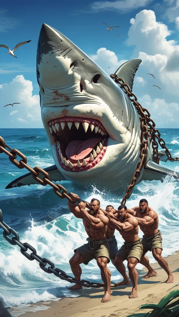 How Did These Men Tame a Great White Shark? See How AI Made This Wild Video Possible #digen ai #FreeAIVideoGenerator