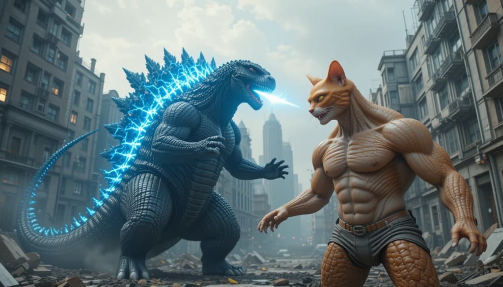 Godzilla vs The Cat King: How AI Lets You Create Epic Battles in Seconds #digenai #FreeAIVideoGenerator