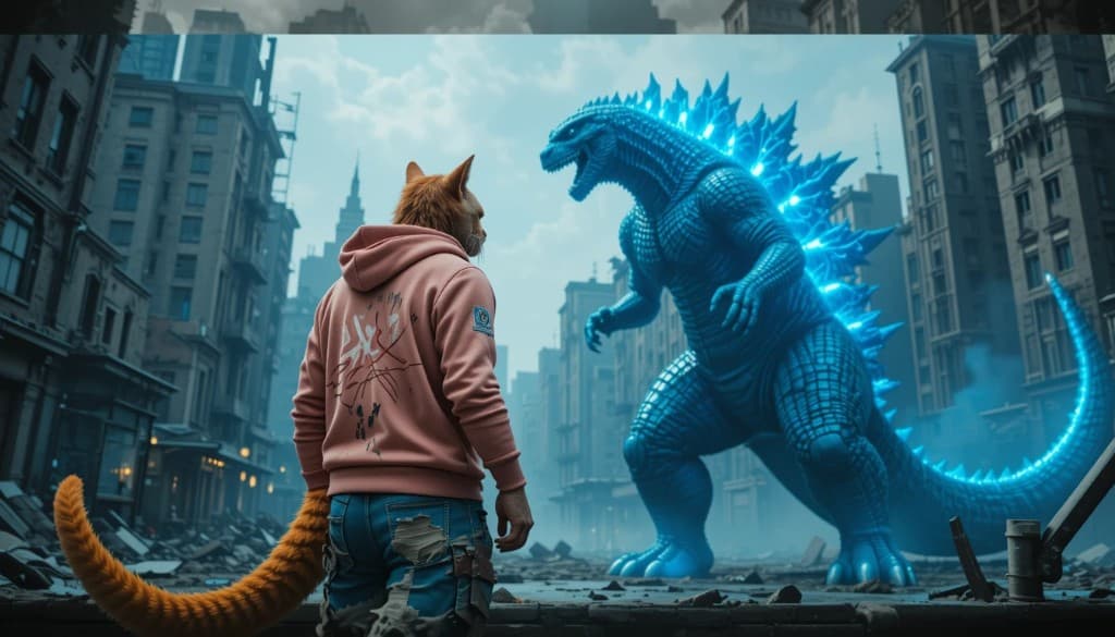 When Wolf Hybrid Meets Godzilla: How AI Made This Epic Battle Possible #digen ai# #FreeAI #FreeAIVideoGenerator