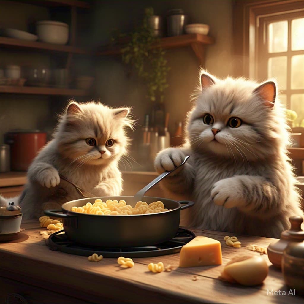 How Two Kitten Chefs Mastered Pasta Night with AI Video Magic #digen ai# #Free AI Video Generator#