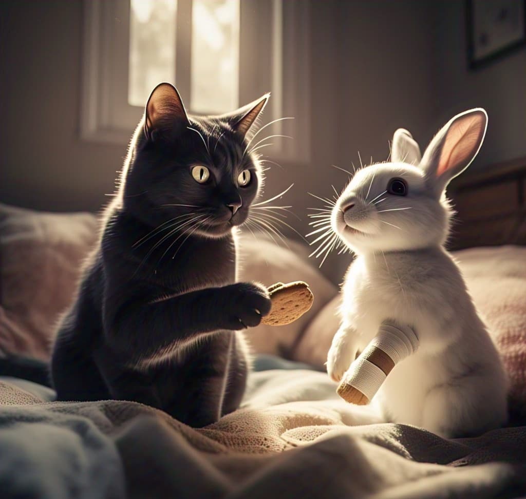 How to Turn a Cozy Cat & Rabbit Moment into Viral Magic with AI? #digen ai #FreeAIVideoGenerator