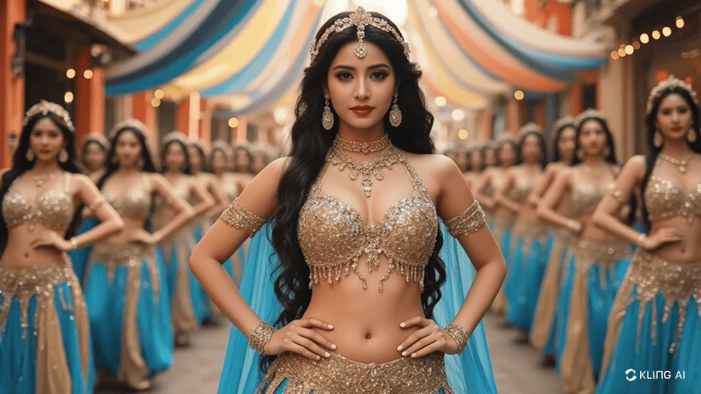How AI Brought a Golden Belly Dance Spectacle to Life #digen ai# #FreeAIVideoGenerator#