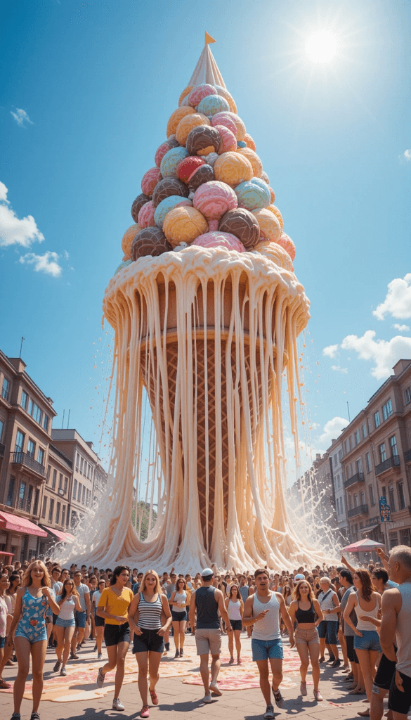 How Did This Giant Ice Cream Cone Take Over Downtown? Your Free AI Video Guide! #digenai #FreeAIVideoGenerator