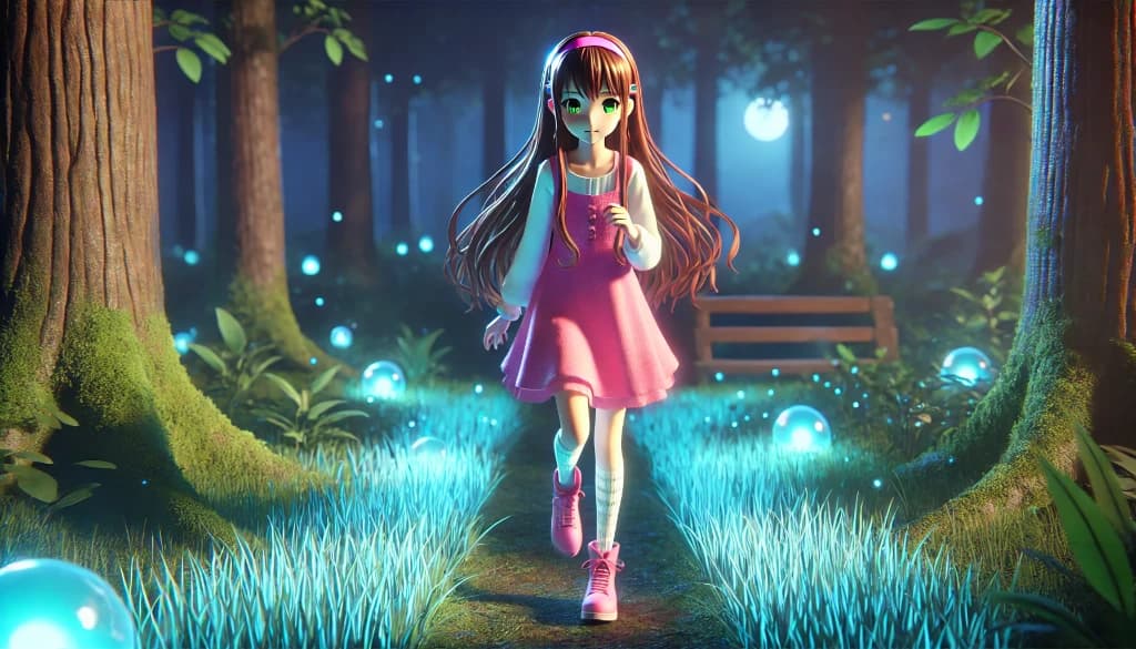 How a Girl’s Midnight Forest Journey Became an AI Video Masterpiece #digenai #FreeAIVideoGenerator