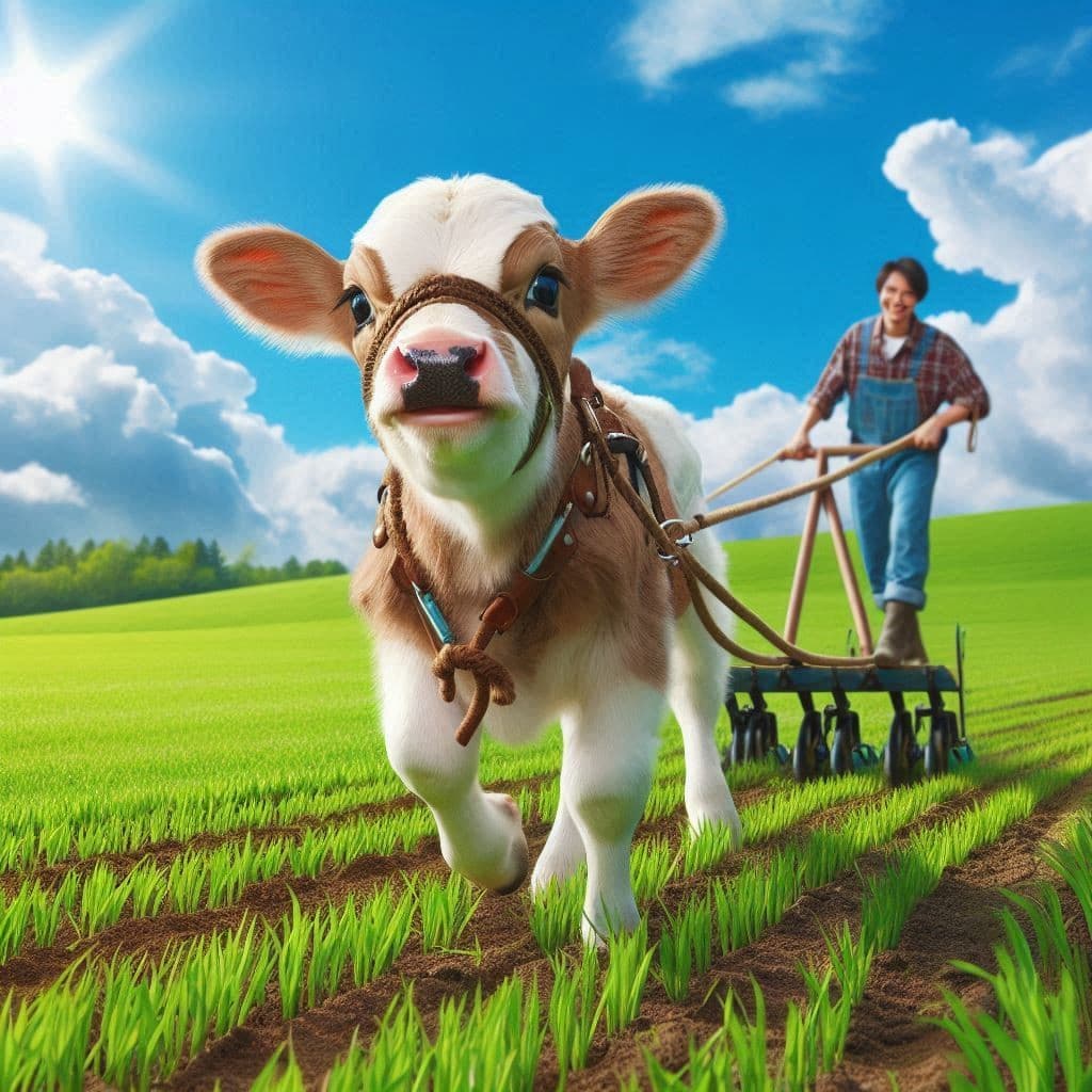 How AI Brought a Calf’s Joyful Plowing Adventure to Life #digen ai# #FreeAIVideoGenerator#