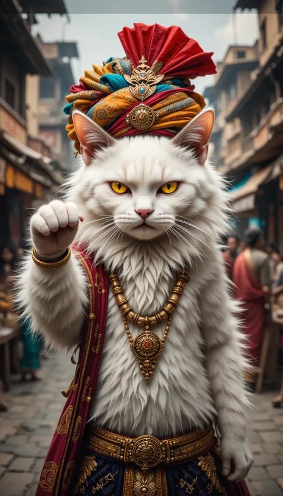 The Royal Feline Ruler: How AI Brought This Enthroned Cat Marketplace to Life #digenai #FreeAIVideoGenerator