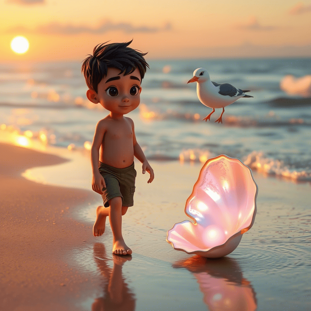 Unlocking Magic at Sunset: How AI Brought the Glowing Shell to Life #digen ai #FreeAIVideoGenerator