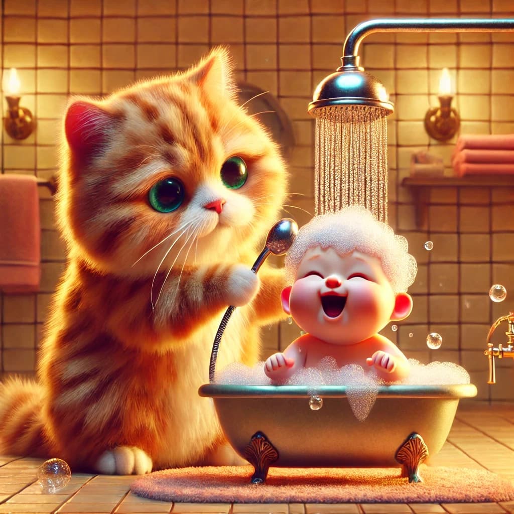 How to Create Heartwarming AI Videos of Cats Bathing Kids? #digen ai #FreeAIVideoGenerator