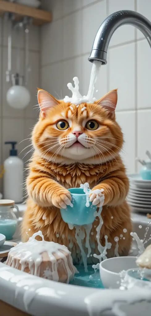 The Whimsical Kitchen Adventures of a Milk-Splashing Cat (and How AI Made It Possible!) #digenai #FreeAIVideoGenerator