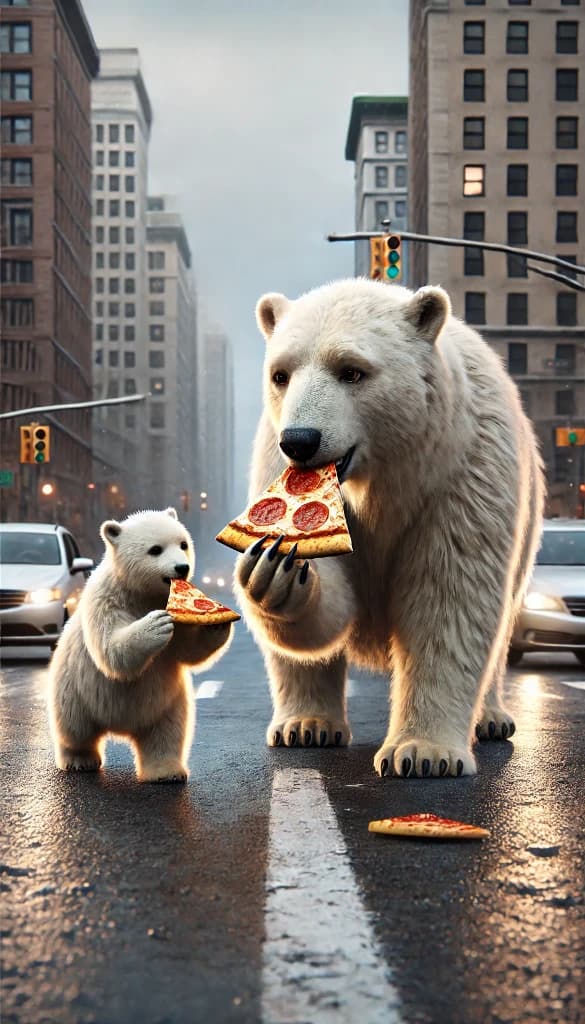How AI Brought Polar Bears to Pizza Night in the City? #digenai #FreeAIVideoGenerator