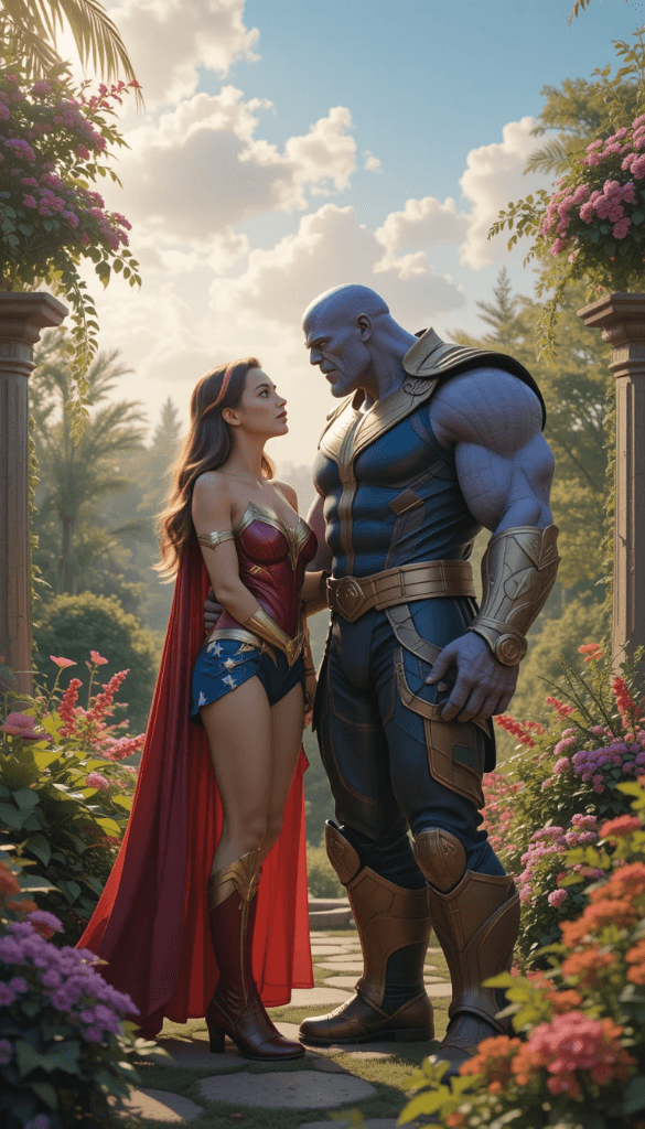 When Wonder Woman Meets Thanos: How AI Brings Legendary Clash to Life #digen ai #FreeAI