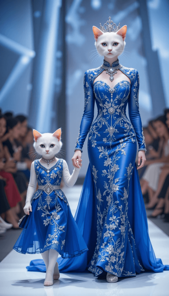 When Fashion Meets Magic: How AI Brought This Crowned Cat to the Runway #digen ai# #Free AI Video Generator#
