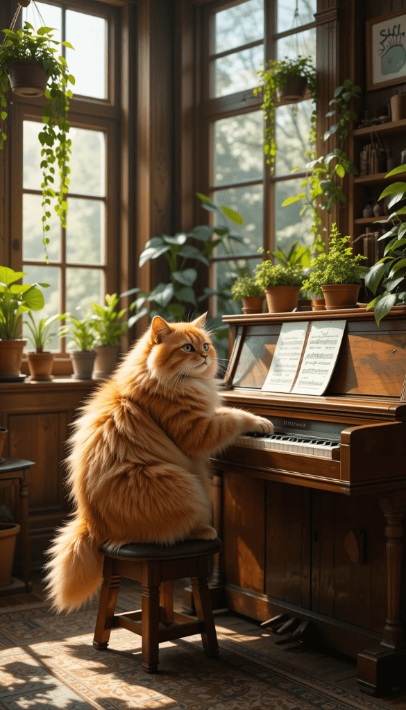 The Enchanted Pianist Cat: How AI Brought This Serene Scene to Life #digenai #FreeAIVideoGenerator