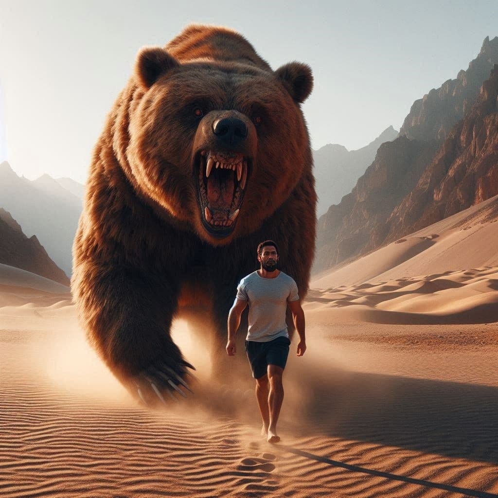 How This Creator Tamed Their Desert Bear Chase Nightmare With Just One Click! #digen ai# #FreeAI Video Generator